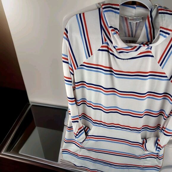Lu La Roe Pullover Hoodie Size L Striped Kangaroo Pockets Long Sleeve - Picture 5 of 11